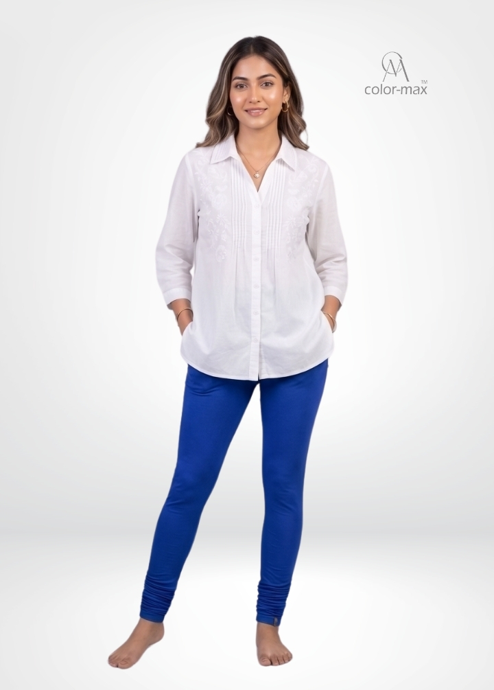 PEPSI BLUE - Premium Cotton Lycra Chudi Leggings